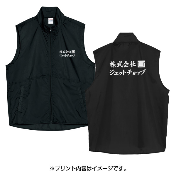 商品イメージ　左胸:W100×H40mm、背中:W265×H105mm　※プリント内容はイメージです