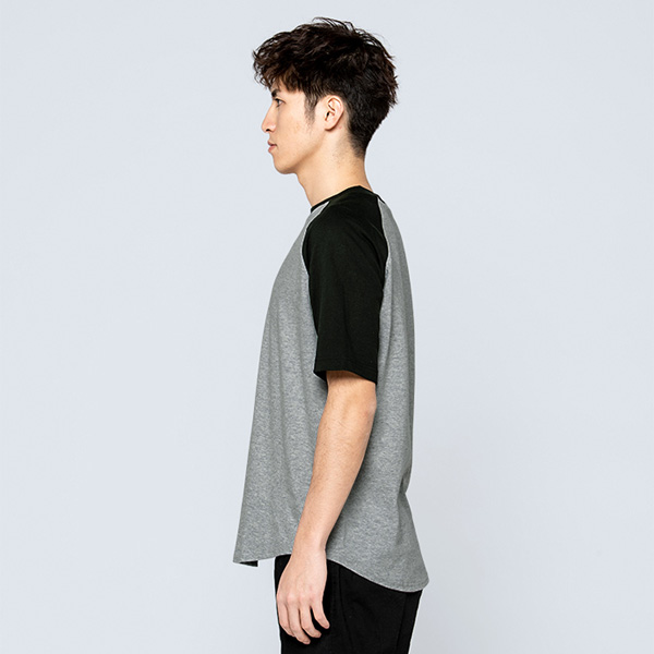 モデル身長180cm　杢グレー×ブラック　Lサイズ着用