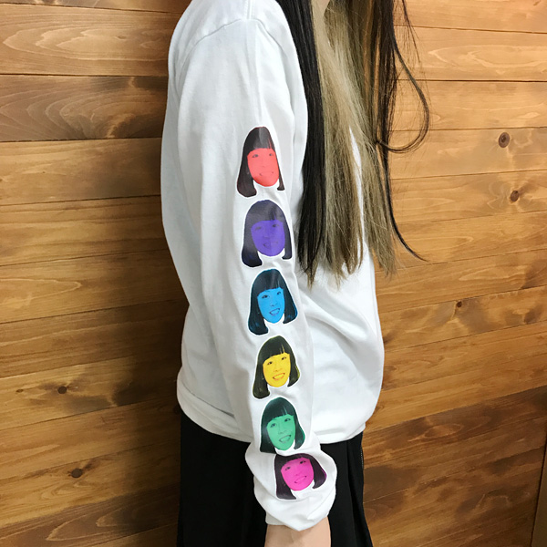 袖プリント一例　加工:フルカラー転写プリント ※ボディは5.6オンス ロングスリーブTシャツ(袖口1.6インチリブ)(5011-01)