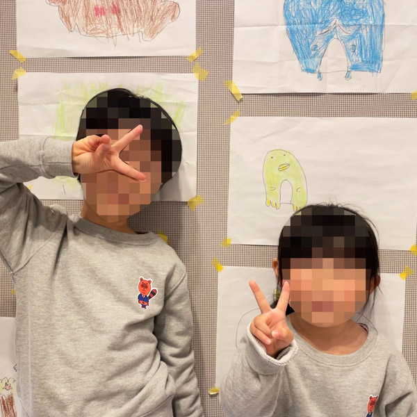 制作事例 003杢グレー 女の子110cm　男の子120cm　左胸フルカラー転写プリント プリントサイズ:W42×H55mm