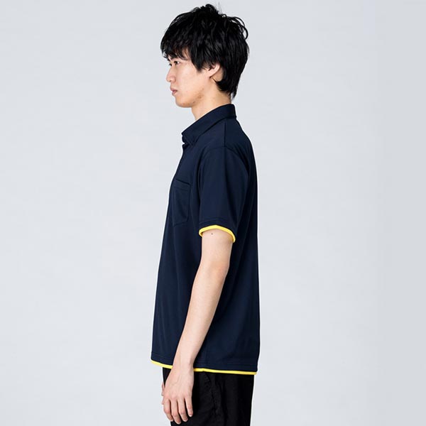 モデル身長184cm　312ネイビー×イエロー　Lサイズ着用