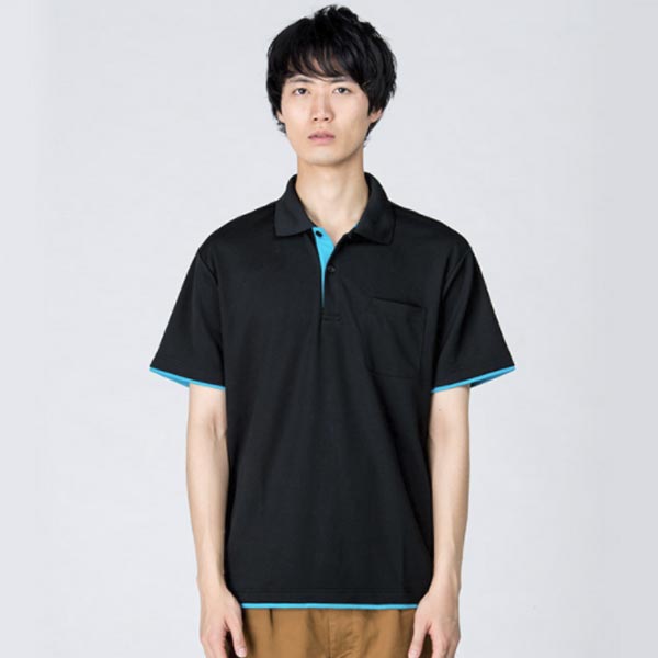 モデル身長184cm　ブラック×ターコイズ　Lサイズ着用