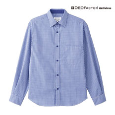 〔抗ウイルス+制菌+抗カビ加工〕ギンガムチェック長袖シャツ