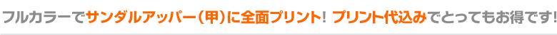 フルカラーでサンダルアッパー(甲)に全面プリント! シャワーサンダル代+プリント代込みでとってもお得です!