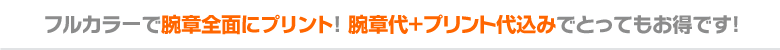 フルカラーで腕章全面にプリント! 腕章代+プリント代込みでとってもお得です!